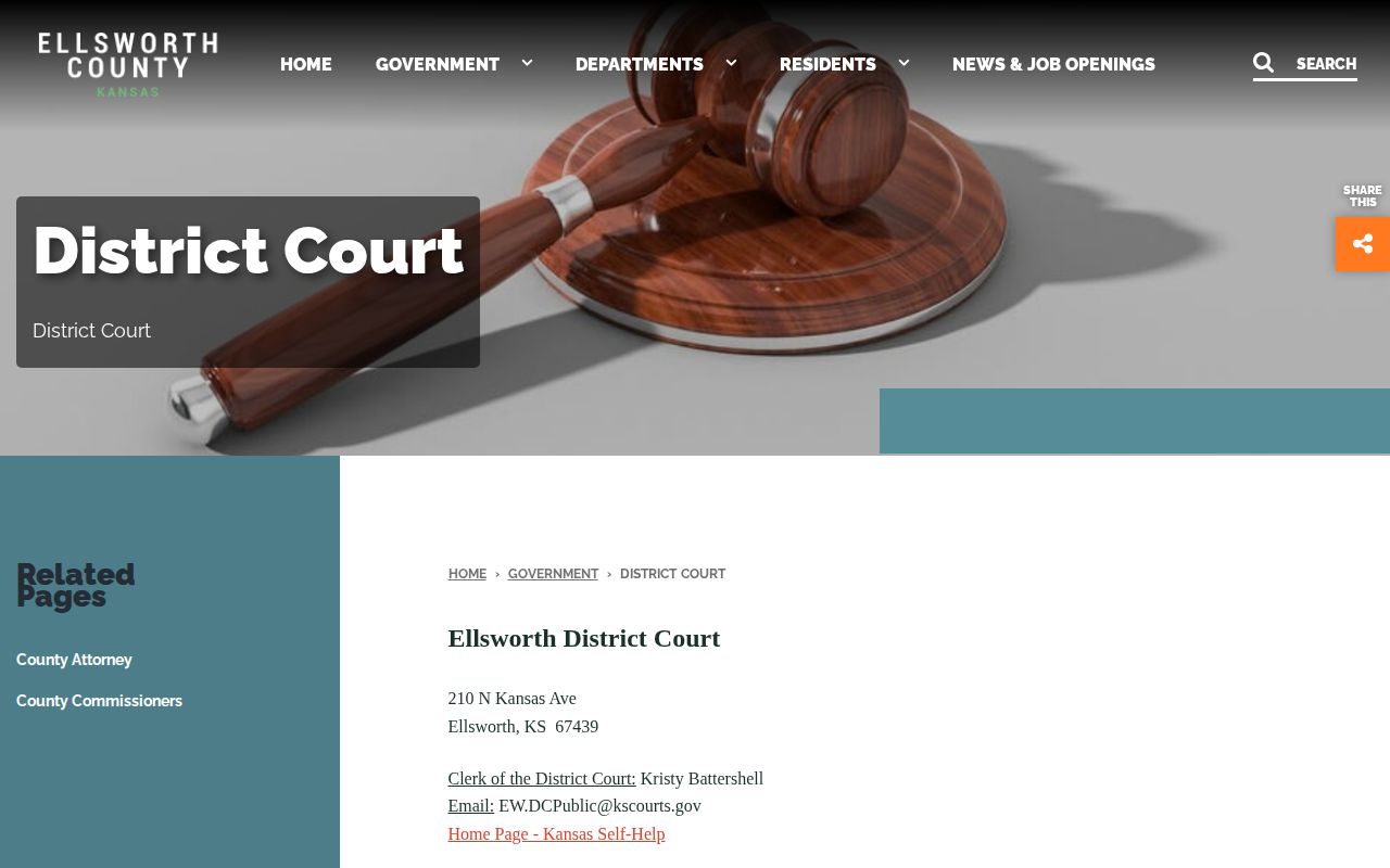 Ellsworth County District Court arrest case and disposition records page